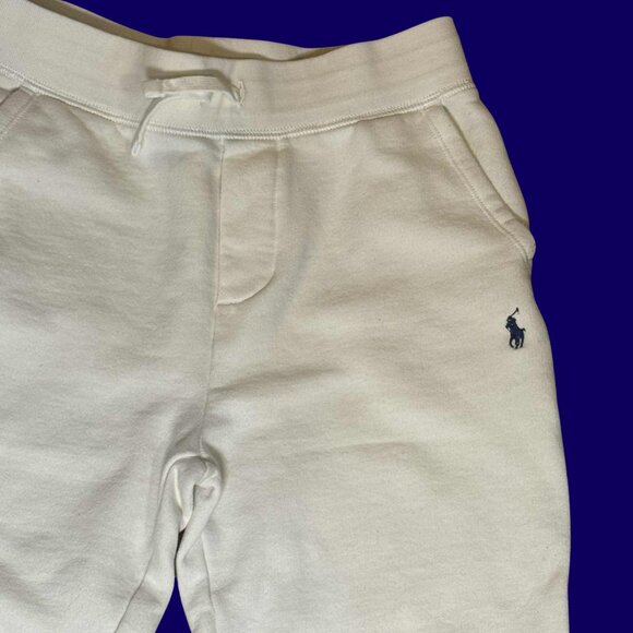 Polo Ralph Lauren Boys Off White Fleece Jogger Sweatpants Plaid Pocket Med 10-12 - Picture 3 of 7